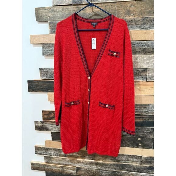 Talbots NWT LUREX TIPPED LONG CARDIGAN sz XL petite - Picture 2 of 6